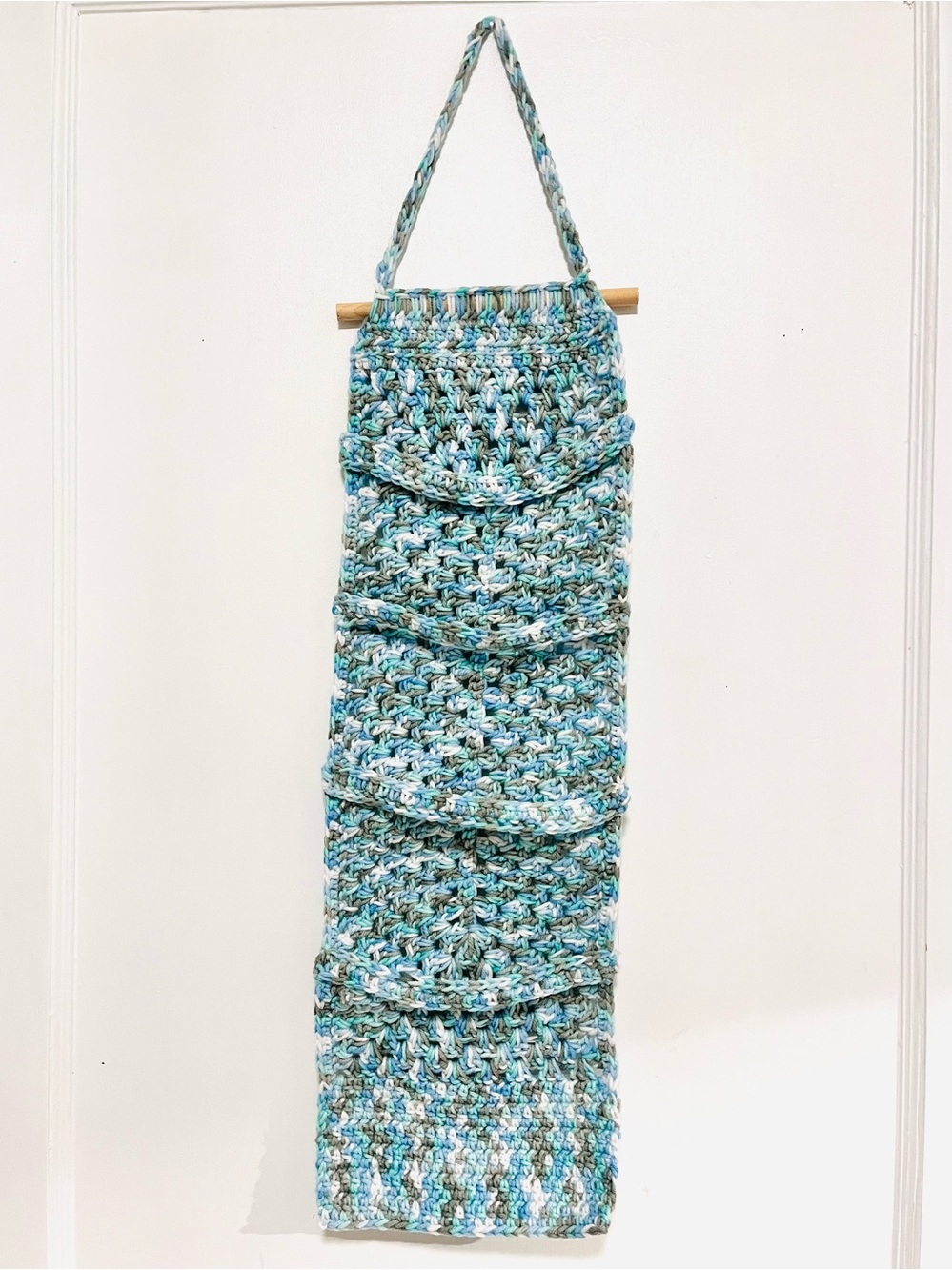 Multi Blue Crochet Hanging Organizer